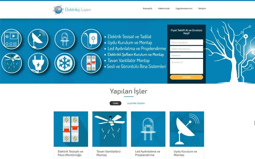 Elektrikçi Lazım web sitesinin ana sayfası